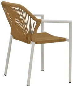 Καρέκλα - Πολυθρόνα αλουμινίου Lush στοιβαζόμενη λευκός σκελετός-φυσικό rattan 56x59x80 εκ. 56x59x80 εκ.