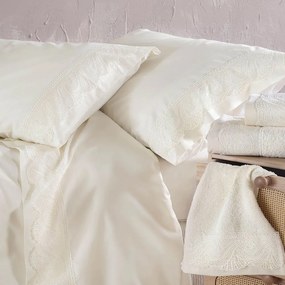 Σεντόνια Hypatia Με Δαντέλα (Σετ 4τμχ) Ecru Ρυθμός Υπέρδιπλo 230x260cm 100% Βαμβάκι