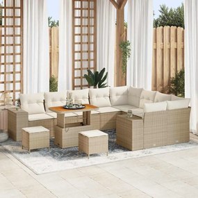 vidaXL Σετ Καναπέ Κήπου με μαξιλάρι 12 pcs Μπεζ, Κρέμα 90 x 55 x 71 cm