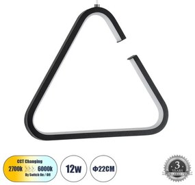 Κρεμαστό Φωτιστικό Οροφής Τρίγωνο LED 12W 1320lm CEROBA 61307 Μαύρο Globostar-61307-Μαύρο 61307