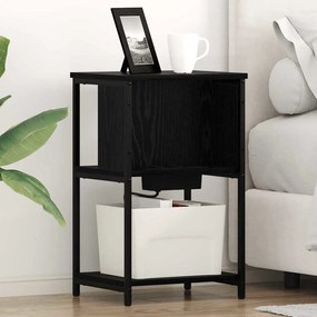 vidaXL Κομοδίνο 2 pcs Μαύρη δρυς 38 x 31 x 61 εκ Επεξεργασμένο ξύλο