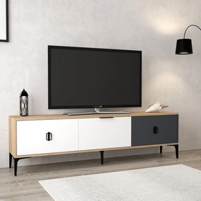 Έπιπλο Τηλεόρασης Δρυς / Λευκό / Ανθρακί GRICRO 180x35x18