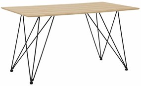 Τραπέζι Berwyn 1233, Ανοιχτό χρώμα ξύλου, Μαύρο, 75x80x140cm, 35 kg, Ινοσανίδες μέσης πυκνότητας, Μέταλλο | Epipla1.gr