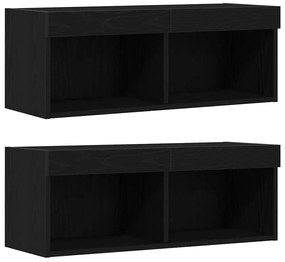 vidaXL Κρεμαστά ράφια 2 τμχ Μαύρη βελανιδιά 40x28,5x40 εκ. Ξύλο Επεξεργασμένης