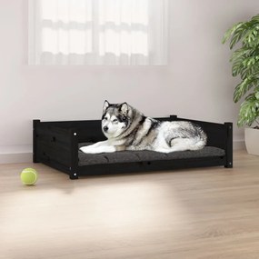 821466 vidaXL Κρεβάτι Σκύλου Μαύρο 105,5x75,5x28 εκ. από Μασίφ Ξύλο Πεύκου Μαύρο, 1 Τεμάχιο