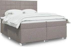 vidaXL Κρεβάτι Boxspring με Στρώμα Taupe 200x200 εκ. Υφασμάτινο