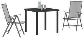 vidaXL Σέτ φαγητού για κήπο Πτυσσόμενος 3 pcs Ανθρακί Ατσάλι
