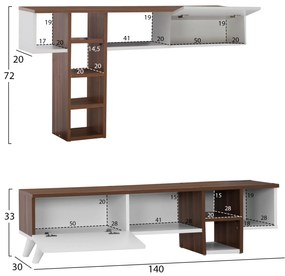 ΣΥΝΘΕΣΗ ΤΗΛΕΟΡΑΣΗΣ BROCK ΚΑΡΥΔΙ ΛΕΥΚΟ HM9143 140x30x33 εκ. - Μελαμίνη - 0533352