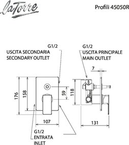 La Torre Profili Plus 45050R Chrome - Μίκτης εντοιχισμού 2 εξόδων
