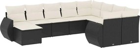 vidaXL Patio Sofa Set 9-θέσια Μαύρο και Κρέμα