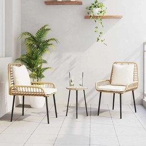 vidaXL Σέτ φαγητού για κήπο 3 pcs Καφέ, Μαύρο, Κρέμα 35 x 35 x 45 εκ