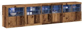 vidaXL Μπουφές με LED Φώτα Παλιού Ξύλου 283x37x67 cm Κατασκευασμένο Ξύλο