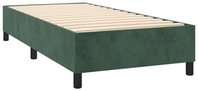 Κρεβάτι Boxspring με Στρώμα Σκούρο Πράσινο 90x190 εκ. Βελούδινο - Πράσινο