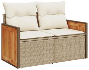 vidaXL Σετ Καναπέ Κήπου με μαξιλάρι 8 pcs Μπεζ και Κρέμα