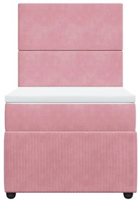 vidaXL Κρεβάτι Boxspring με Στρώμα Ροζ 90x200 εκ. Βελούδινο