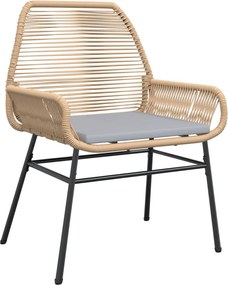 vidaXL Καρέκλες Κήπου 2 τεμ. Καφέ Συνθ. Ρατάν + Μαξιλάρια