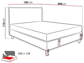 Κρεβάτι continental Logan 100, Continental, Μονόκλινο, Τριανταφυλλί, 120x200, Ταπισερί, Τάβλες για Κρεβάτι, 120x204x115cm, 77 kg, Στρώμα: Ναι