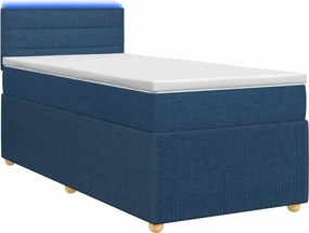 vidaXL Κρεβάτι box spring με στρώμα Μπλε 90 x 200 cm Ύφασμα
