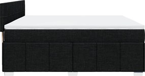 vidaXL Κρεβάτι Boxspring με Στρώμα Μαύρο 200x200 εκ. Υφασμάτινο