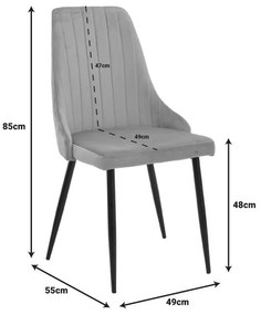 Καρέκλα Azori ανθρακί βελούδο-πόδι μαύρο μέταλλο 49x55x85εκ 2αδα 49x55x85 εκ.