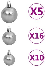 vidaXL Τεχνητό Χριστουγεννιάτικο Δέντρο LED & Σετ Μπαλών Πράσινο 180 εκ. PET