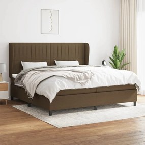 Κρεβάτι Boxspring με Στρώμα Σκούρο Καφέ 200x200 εκ. Υφασμάτινο - Καφέ