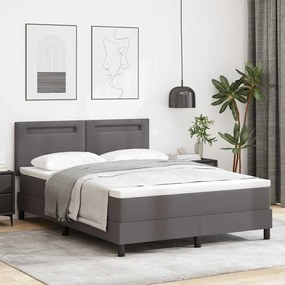 vidaXL Κρεβάτι με Στρώμα Γκρι - 140x200 εκ., Ψεύτικο Δέρμα
