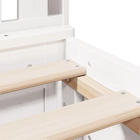 Κρεβάτι Βιβλιοθήκη Χωρίς Στρώμα Λευκό 135x190 εκ Μασίφ Πεύκο - Λευκό