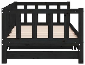 vidaXL Καναπές Κρεβάτι Συρόμενος Μαύρος 90 x 200 εκ. Μασίφ Ξύλο Πεύκου