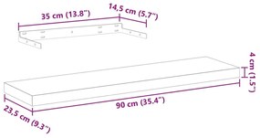 Ράφια Τοίχου 4 τεμ. 90x23,5x4 εκ. Επεξεργασμένο Ξύλο - Καφέ