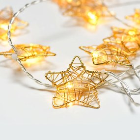 Διακοσμητική Γιρλάντα Μπαταρίας Με 10 LED Φωτάκια &amp; Χρονοδιακόπτη Aca Metal Star Gold XMGSTAR10WW2AT