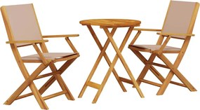 vidaXL Σετ Επίπλων Bistro 3 τεμ. Taupe Ύφασμα/Μασίφ Πεύκου