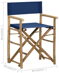 Καρέκλες Σκηνοθέτη Πτυσσόμενες 2 τεμ. Μπλε από Μπαμπού / Ύφασμα - Μπλε
