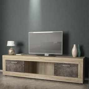 Έπιπλο τηλεόρασης Desmond Megapap από μελαμίνη χρώμα γκρι oak - dark atelier 185x40x48εκ.