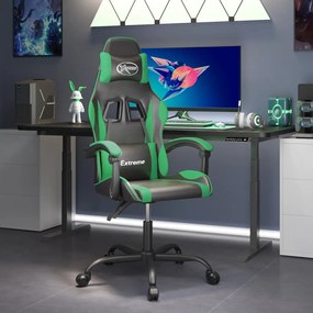 vidaXL Καρέκλα Gaming Μαύρο/πράσινο από Συνθετικό Δέρμα