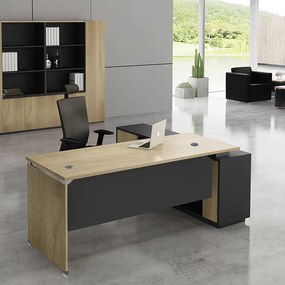 PROJECT Γραφείο Αριστερή Γωνία Απόχρωση Sonoma - Γκρι 180x80/160x40 (H.75)cm ΕΟ935,L