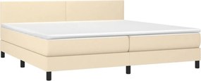 vidaXL Κρεβάτι Boxspring με Στρώμα &amp; LED Κρεμ 200x200 εκ. Υφασμάτινο