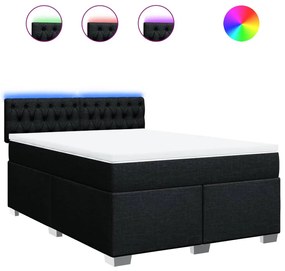 vidaXL Κρεβάτι Boxspring με Στρώμα Μαύρο 140x190 εκ. Υφασμάτινο