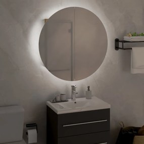vidaXL Ντουλάπι Μπάνιου με Στρογγυλό Καθρέφτη&amp;LED Δρυς 47x47x17,5 εκ.