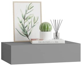 vidaXL Ράφι Επιτοίχιο με Συρτάρι Γκρι 40 x 23,5 x 10 εκ. από MDF