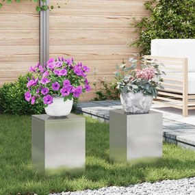 vidaXL Στήριξη φυτών 2 pcs Ασημί 24 x 24 x 35 εκ. Ανοξείδωτο ατσάλι