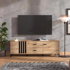 Έπιπλο Τηλεόρασης Laval 157 3K2F2V Artisan Oak - Μαύρο 157x40x52 εκ. 157x40x52 εκ.