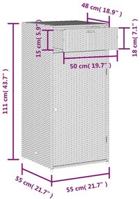 Ντουλάπι Αποθήκευσης Κήπου Μαύρο 55x55x111 εκ. από Συνθ. Ρατάν - Μαύρο