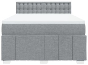 vidaXL Κρεβάτι Boxspring με Στρώμα Ανοιχτό Γκρι 140x190 εκ. Υφασμάτινο