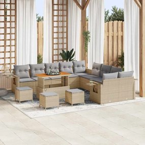 vidaXL Σετ Καναπέ Κήπου 14 pcs Μπεζ συνθετικό ρατάν