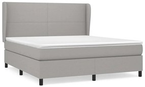 vidaXL Κρεβάτι Boxspring με Στρώμα Ανοιχτό Γκρι 180x200 εκ. Υφασμάτινο