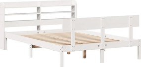 vidaXL Σκελετός Κρεβ. Χωρίς Στρώμα Λευκό 135x190 εκ Μασίφ Πεύκο