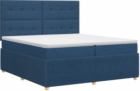 vidaXL Κρεβάτι box spring με στρώμα Μπλε 160 x 200 cm Ύφασμα