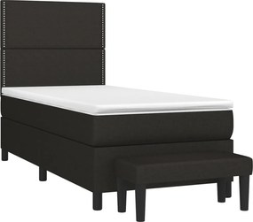 vidaXL Κρεβάτι Boxspring με Στρώμα Μαύρο 90x190 εκ.Υφασμάτινο