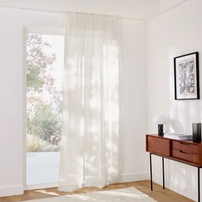 Λινή διαφανής κουρτίνα με πιέτες και κύματα, ONEGA
